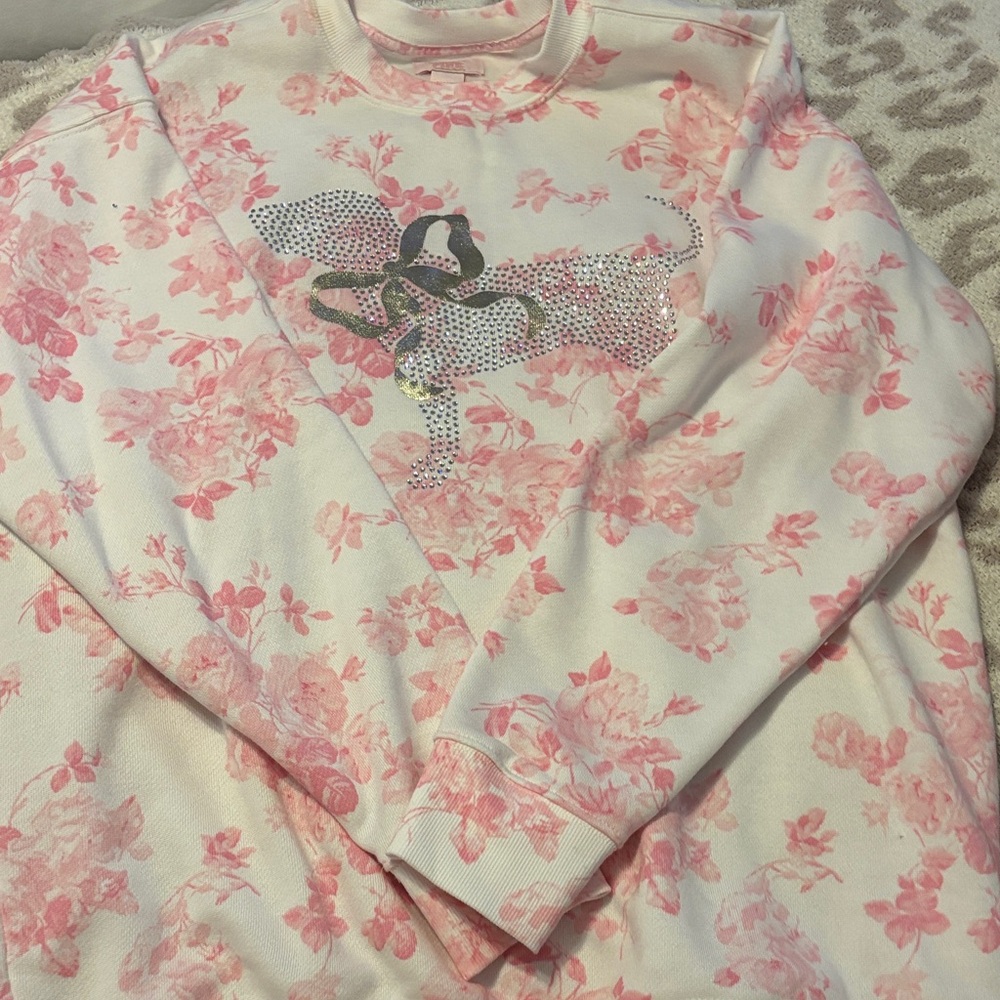 PINK LoveShackFancy Floral rhinestone dog sweater- size Small